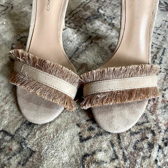 Tony Bianco REVOLVE Kimi Heel Blush Pink Kid Suede Fringe Women's Size 8 GUC - Picture 13 of 13